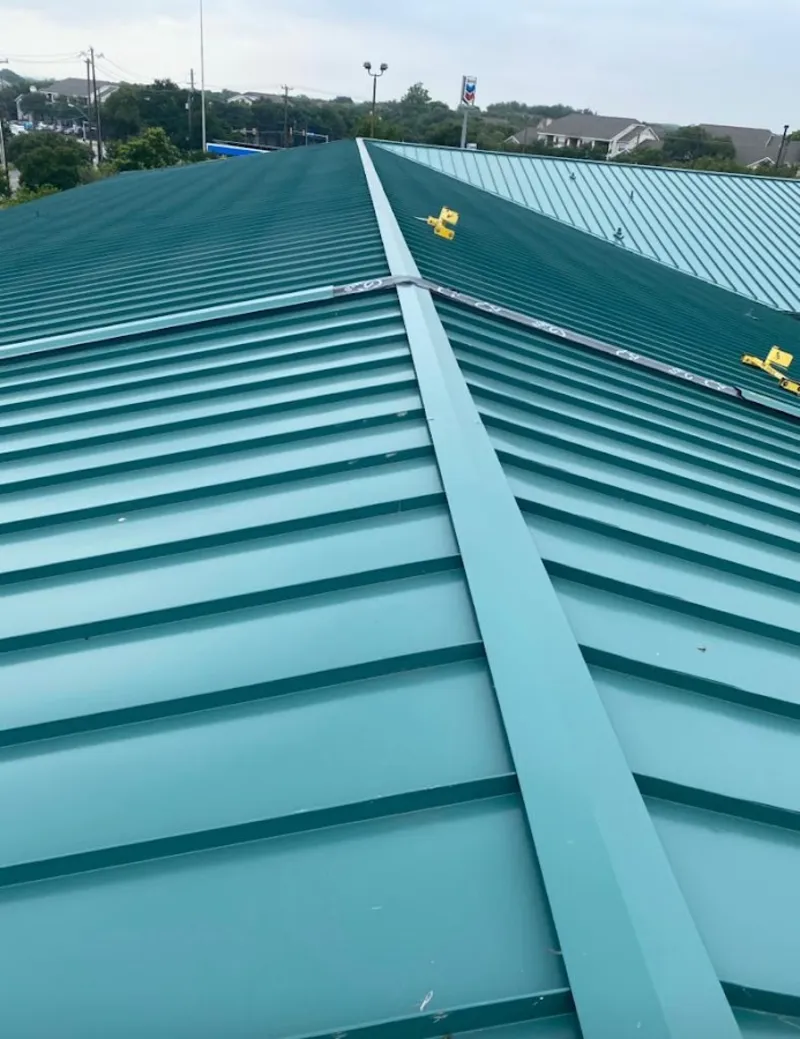 Green commercial metal roof ridge and valley for Metal Roof Repair in San Ramon
