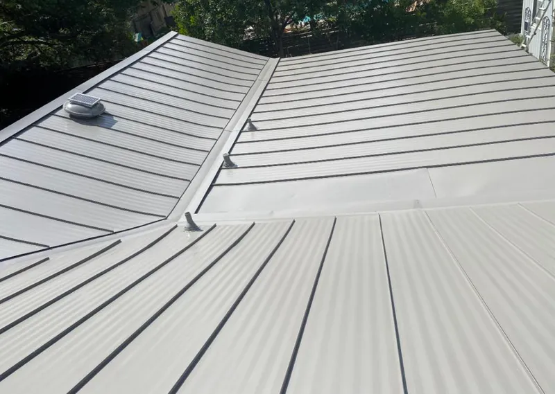 Solar attic fan installed on a metal roof for Roof Ventilation in San Ramon
